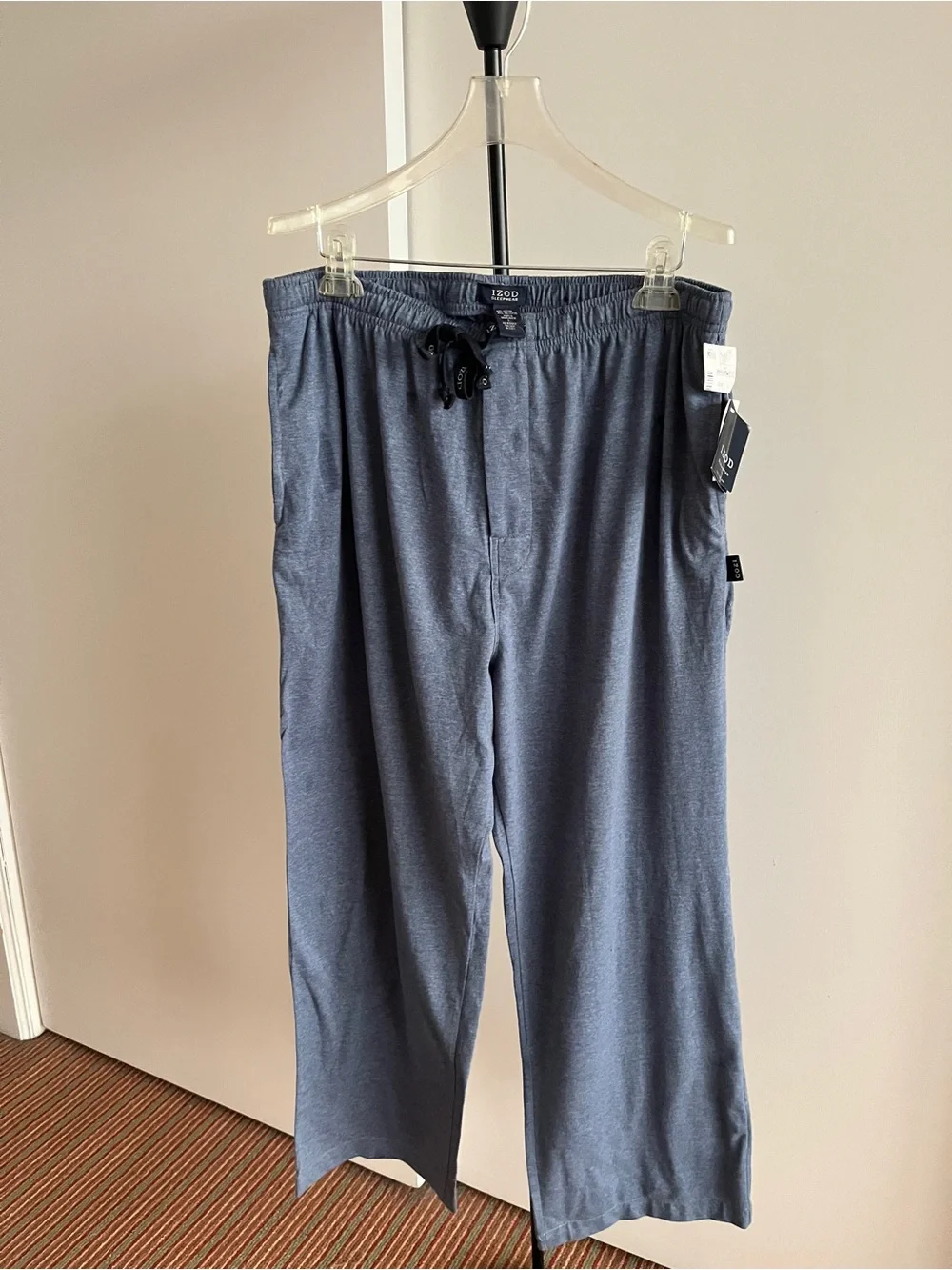 NWT IZOD Sleepwear Lightweight Blue Pajama Lounge Pants Cotton Blend $59+ Large